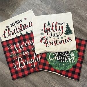 Festive Christmas Pillow Covers Set - Red, Green, White
